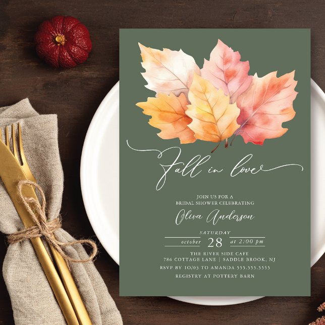 Fall In Love Fall Leaves Bridal Shower  Invitation (Creator Uploaded)