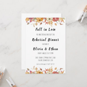 fall in love fall rehearsal dinner invitations