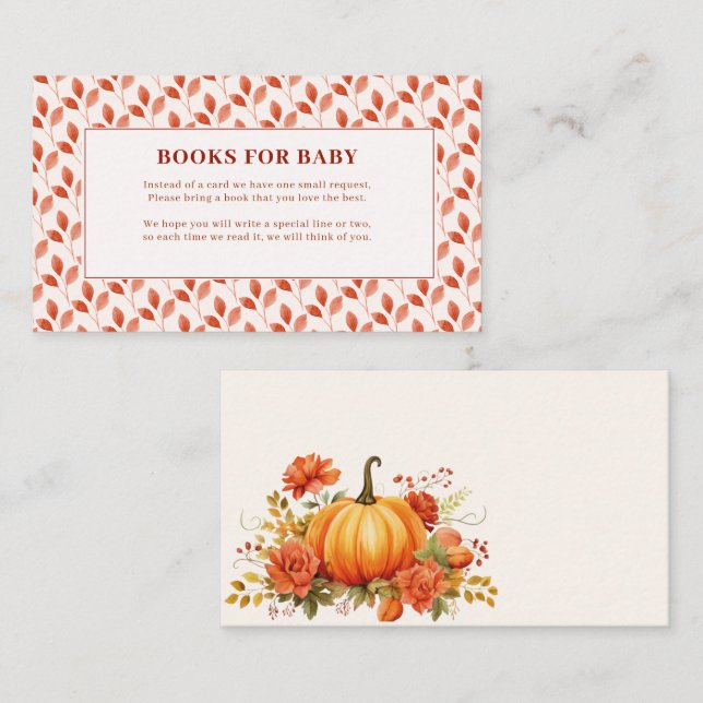 Fall in love flora fall Baby shower books for baby Enclosure Card (Front/Back)