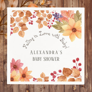Fall in Love Floral Autumn Baby Shower Napkin