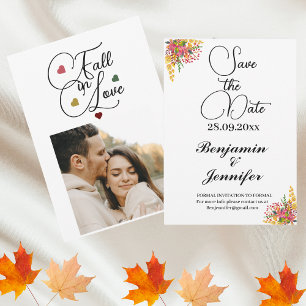 Fall in Love Floral Autumn Wedding Photo  Save The Date