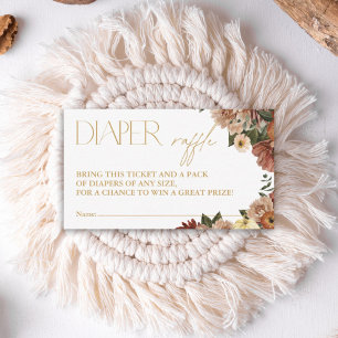 Fall In Love Floral Baby Shower Diaper Raffle Card