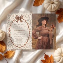 Fall In Love Floral Bow Baby Shower Photo