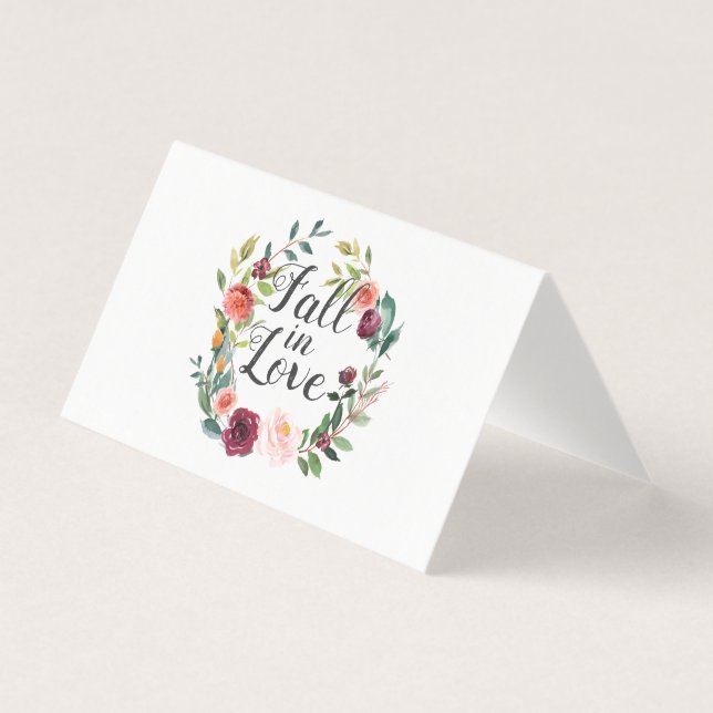 Fall in Love Floral Bridal Shower Advice Card (Front)