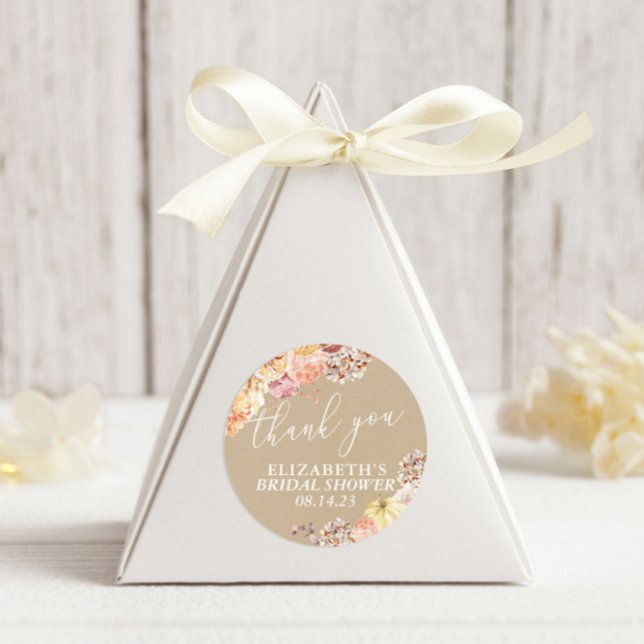 Fall In Love Floral Bridal Shower Classic Round Sticker (Creator Uploaded)