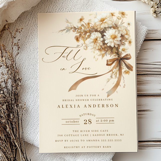 Fall In Love Floral Bridal Shower  Invitation (Creator Uploaded)