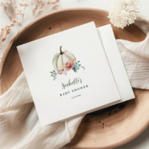 Fall In Love Floral Pumpkin Baby Shower Napkin