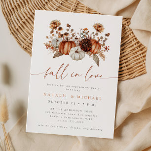 Fall in Love Floral Pumpkin Engagement Party Invitation