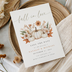 Fall in Love Floral Pumpkin Wedding Save The Date