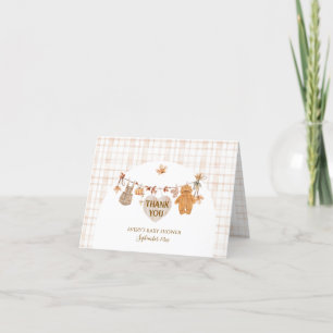 Fall in Love Floral Rustic Bow Baby Shower  Thank You Card