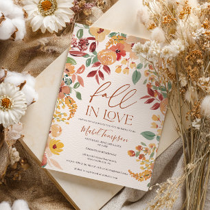 Fall In Love Floral Rustic Earth Bridal Shower Invitation