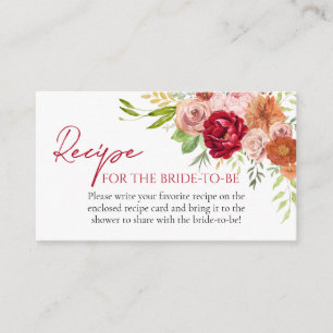 Fall in Love Flower  Recipe for the bride to be Enclosure Card