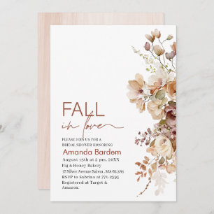 Fall in Love Flowers Watercolor bridal shower In Invitation
