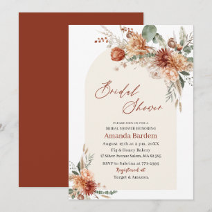 Fall in Love Flowers  Watercolor  bridal shower Invitation