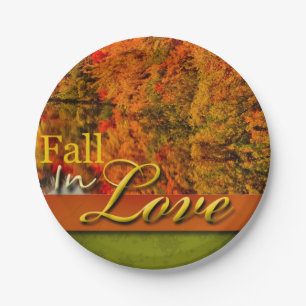 Fall In Love Foliage Photo Autumn Wedding Scenic Paper Plate