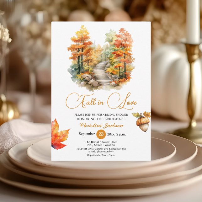 Fall in Love Forest in the Fall Bridal Shower  Invitation (Creator Uploaded)
