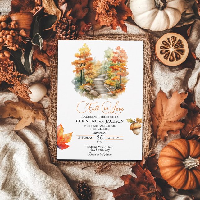 Fall in Love Forest in the Fall Elegant Wedding Invitation (Creator Uploaded)