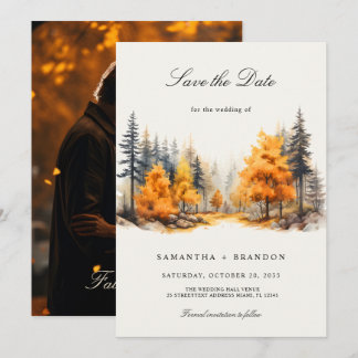Fall in love Forest Photo Save The Date