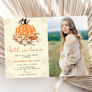 Fall In Love Fumpkin Autumn Baby Shower Photo Invitation