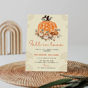 Fall In Love Fumpkin Autumn Floral Bridal Shower Invitation