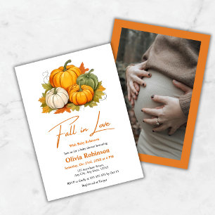Fall in Love Gender Neutral Pumpkin Baby Shower Invitation