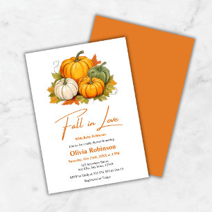 Fall in Love Gender Neutral Pumpkin Baby Shower Invitation