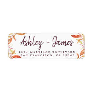 Fall in Love Golden Foliage Autumn Return Address Label