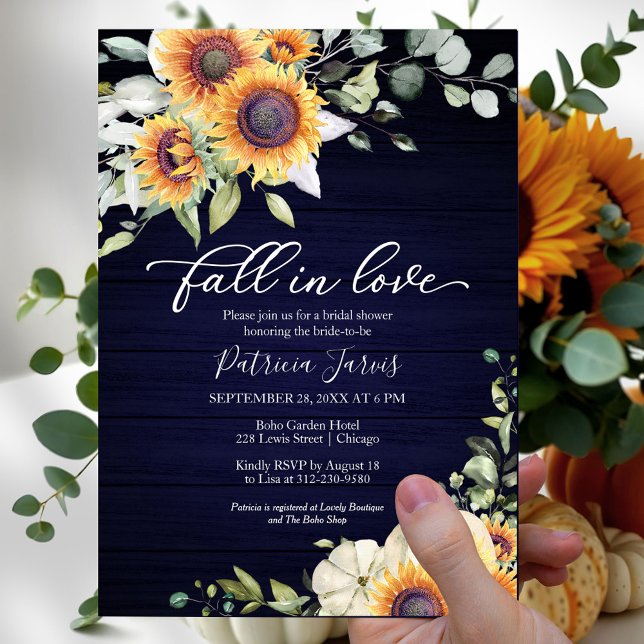 Fall In Love Greenery Sunflowers Bridal Shower Invitation (Creator Uploaded)