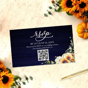 Fall in Love Greenery Wedding QR Online RSVP Enclosure Card