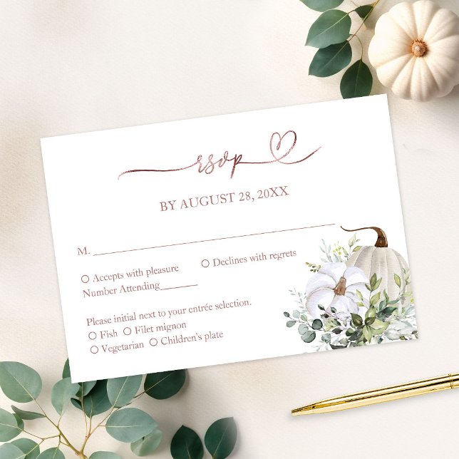 Fall in Love Greenery Wedding RSVP Card (Creator Uploaded)