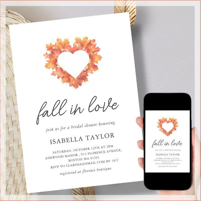 Fall in Love | Heart Bridal Shower Invitation (Creator Uploaded)