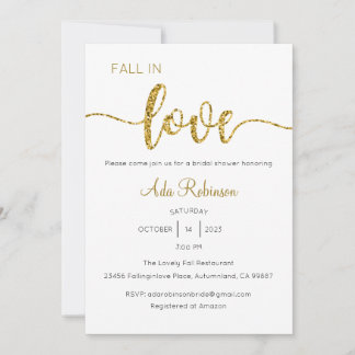 Fall in Love Invitation, Bridal Shower, Wedding Invitation