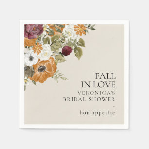 Fall in Love Ivory Bridal Shower Paper Napkin