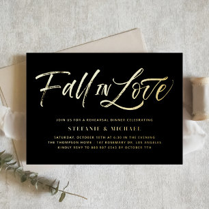 Fall In Love Lettering Black Rehearsal Dinner