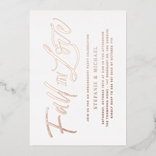 Fall In Love Lettering Rose Gold Engagement Party (Front)