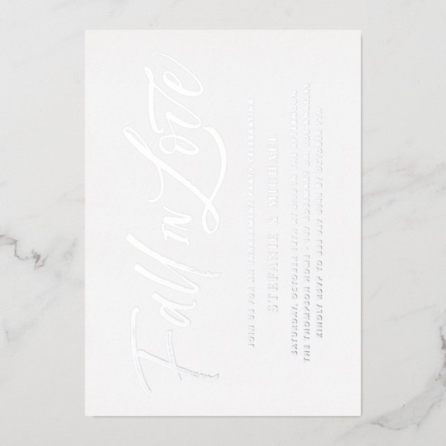 Fall In Love Lettering Silver Engagement Party (Front)