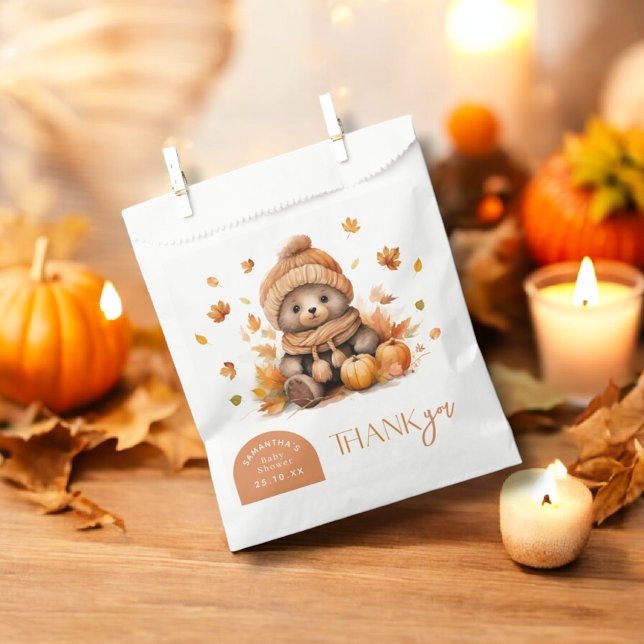 Fall In Love Little Bear Pumpkin Autumn Leave Favour Bag (Creator Uploaded)
