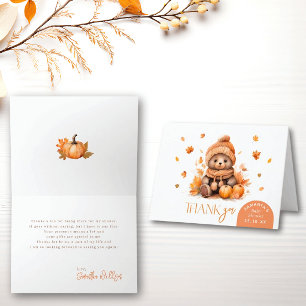 Fall In Love Little Teddy Bear Folded Thank You Card