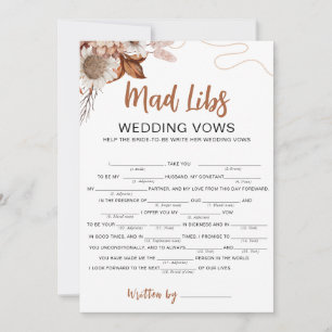 Fall in love   Mad libs Bridal Shower Game Card