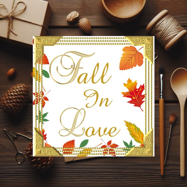 Fall in Love Maple Leaves Autumn Foliage Couple  Card (Fall in Love Maple Leaves Autumn Colors Note Card)