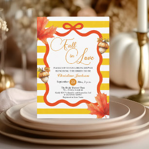 Fall in Love Maple Leaves Coquette Bridal Shower Invitation