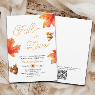 Fall in Love Maple Tree Leaves Bridal Shower  Invitation