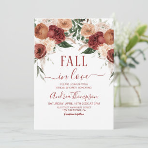 Fall in Love Marsala Flowers Fall bridal shower Invitation