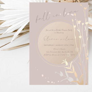 Fall in Love Minimal Botanical Bridal Shower Party Invitation