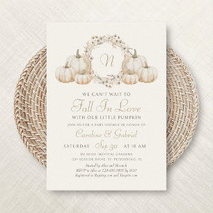 Fall In Love Minimalist Autumn Baby Shower Invitation