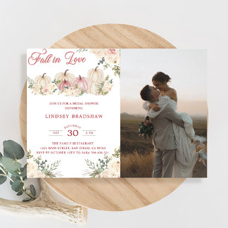 Fall In Love Minimalist Bridal Shower Invitation