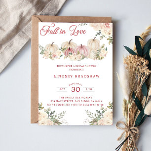 Fall In Love Minimalist Bridal Shower Invitation