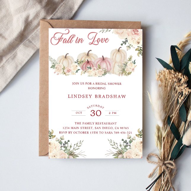 Fall In Love Minimalist Bridal Shower Invitation (Creator Uploaded)