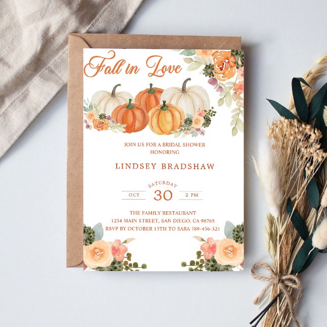 Fall In Love Minimalist Bridal Shower Invitation (Creator Uploaded)