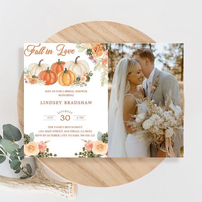 Fall In Love Minimalist Bridal Shower Invitation (Creator Uploaded)